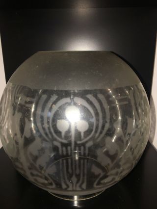 Antique Acid Etched Oil Lamp Globe Shade