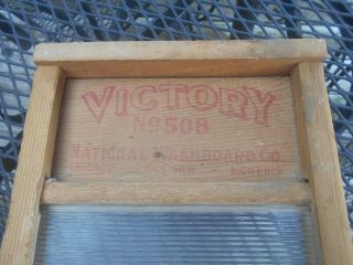 RARE Small Size Glass VICTORY No.  508 National WASHBOARD Chicago Saginaw Memphis 5