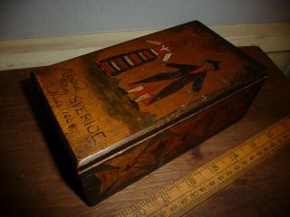 1908 Swedish Wooden Box Signed By Members Of Swedish Arts & Crafts Collective
