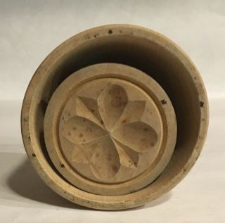 Vintage Wooden Butter Press Mold Flower/star Design 4” Diameter