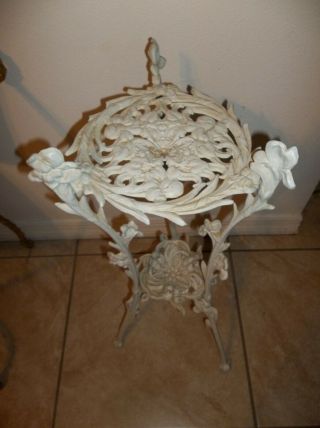 Vintage White Painted Iron Metal Plant Stand 2 Tier 26 