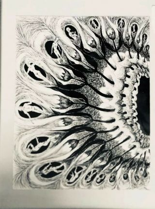 Framed Vintage 1963 MCM Surrealist Ink Drawing Nude Figures by Bob Hassamer 3