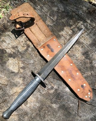 Wwii British Fairbairn Sykes F - S Commando Dagger Fighting Knife And Sheath