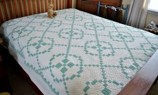 Antique Matching Pair Hand Stitched Burgoyne Surrounded Quilts 3