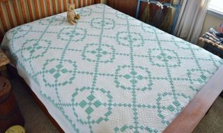 Antique Matching Pair Hand Stitched Burgoyne Surrounded Quilts 8
