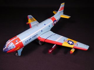 Vintage Tin Toy Friction U.  S.  A.  F.  B5809 Bomber Jet Plane - Nomura - Japan
