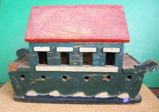 ANTIQUE MINIATURE NOAHS ARK,  ANIMALS C 1910 WOODEN GERMAN 3