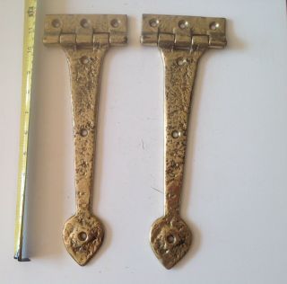 Vintage Brass Spear Head Tee Hinges For Door Or Gate Approx 12 Inch