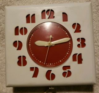 Vintage Mid Century Modern Telechron Wall Kitchen Clock 2h27 Runs Well