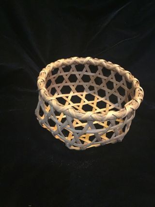 Vintage Hand Woven Open Weave Basket Cheese Basket Style 7 1/4” X 3 1/2”