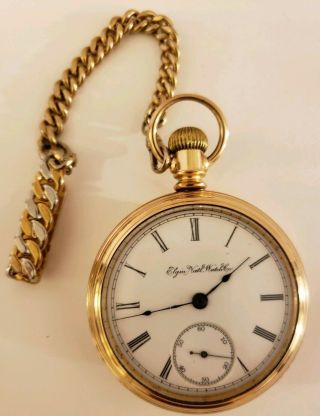 Antique 1888 Elgin Victorian Gold G.  F.  Gents 11j Pocket Watch 18s,