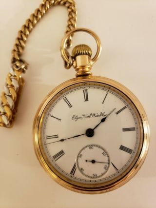 Antique 1888 ELGIN Victorian Gold G.  F.  Gents 11J Pocket Watch 18s, 7