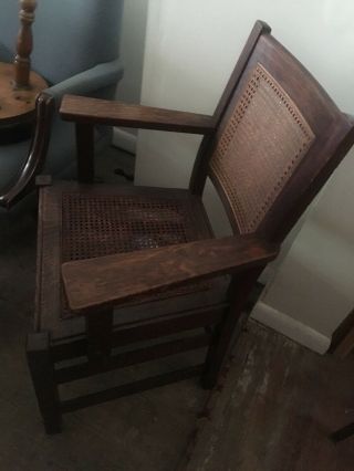 Vintage Arts & Crafts / Mission Style Chair With Rattan Seat & Back
