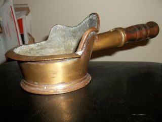 Antique Brass/pot Wood Handle Very Unusual Shape???