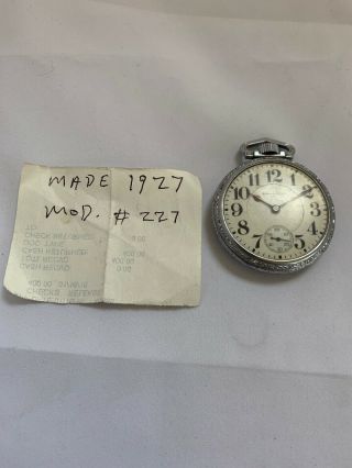 1927 Model 227 Railroad Pocket Watch South Bend Watch Co 21 Jewels