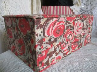 Antique Vintage French Fabric Covered Boudoir Box,  With Drawer.  Large