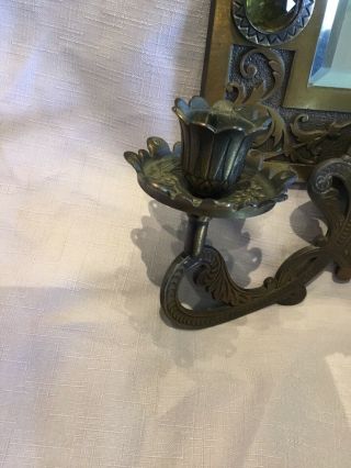 Antique Jeweled Arts And Craft Mirror Candle Sconce Bradley Hubbard 5