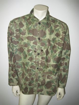 Wwii Usmc P - 44 Reversible Frogskin Camo Hbt Combat Shirt Jacket Size Large