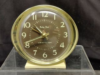Vintage Westclox Art Deco Baby Ben Brown Dial Alarm Clock
