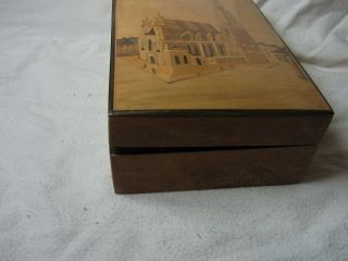 Vintage German Wood Box with Inlaying Church D 6