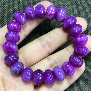 Collectible Rare Chinese Handwork Purple Jadeite Jade Pumpkin Beads Bracelet