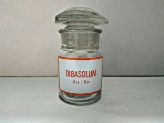 Vintage Glass Apothecary Pharmacy Clear Jar 50 Ml Dibasolum,  Crystal Cap