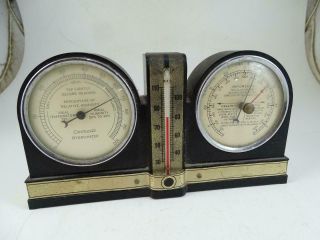 Antique Art Deco Cantilever Hygrometer Swift & Anderson Bakelite Thermometer Vtg