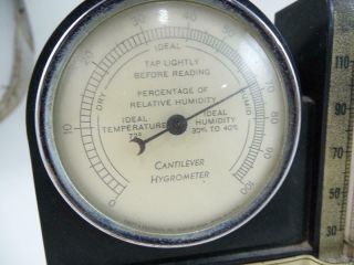 Antique Art Deco Cantilever Hygrometer Swift & Anderson Bakelite Thermometer Vtg 3