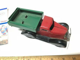 Early Red/Green/Black Wyandotte Dump Truck Pressured Steel Wood Wheels 2