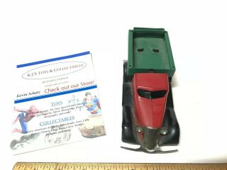 Early Red/Green/Black Wyandotte Dump Truck Pressured Steel Wood Wheels 4