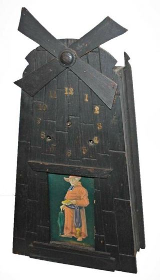 Vintage Gilbert Clock Co Mission Oak Windmill Shelf Clock,  As Found,  Parts/restore