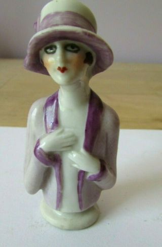 German Porcelain Art Deco Flapper Half Doll -