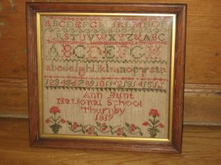 Victorian Embroidery Sewing Sampler - Ann Hunt National School Thurnby 1819