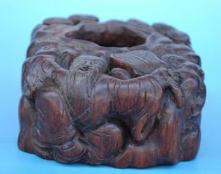 Old Chinese Bamboo Hand - Carved Person Statue Writing - Brush Washer E02
