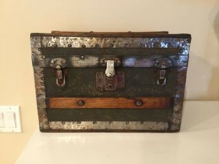 Small Vtg Antique Steamer Trunk Wood 1890 - 1920 W 15” D 8 1/2 " H 10 1/4 “ Doll ?
