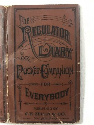 Antique Regulator Diary Druggist Centennial Almanac J.  H.  Zeilin & Co PA 2