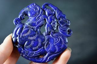 Exquisite Chinese Old Jade Carved Two - Sided Horse/bat/monkey Pendant H62