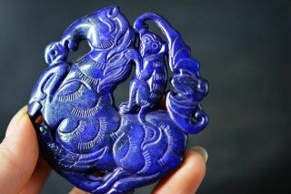 Exquisite Chinese old Jade Carved Two - sided horse/bat/monkey Pendant H62 2