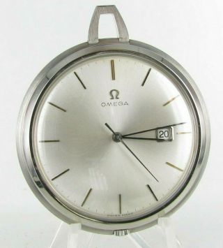 Vintage Estate 18k Solid White Gold Omega Pocketwatch Case Ref 1713 With Date
