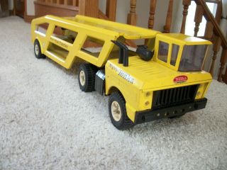 Tonka Mighty Car Carrier With Rare White Wheels 1960s Giant Toy.