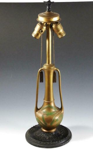 Bamboo Design Metal Lamp Base Attributed To The Pittsburgh Lamp Brass &glass Co.