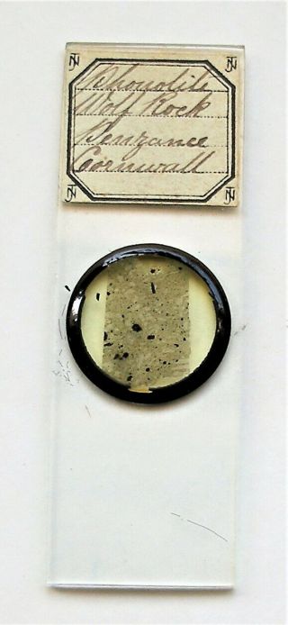 Antique PETROLOGY l MICROSCOPE SLIDE by NORMAN,  WOLF ROCK,  Cornwall 2