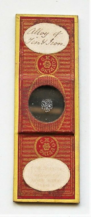 Antique Mineral Microscope Slide By C.  M.  Topping Of Alloy Of Tin & Iron