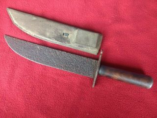 Civil War Confederate Bowie Knife With Tin Scabbard Richmond Va Attic Find