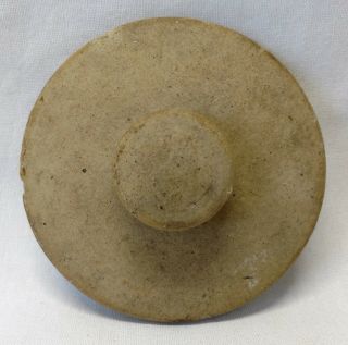 Antique Stoneware Salt Glaze Crock Churn Jar Lid Primitive 3 3/8 "