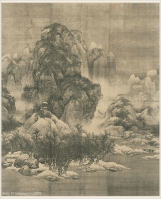 Chinese Old Scroll Painting Winter Forrest By Fan Kuan In Northern Song Dynasty