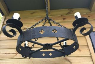 Vintage Medieval Gothic Style Wrought Iron Ceiling Chandelier Pendant Light Lamp