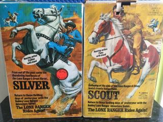 Vintage 1970’s Hubley The Lone Ranger Silver & Scout Horses W/boxes Tonto Figure
