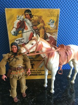 VINTAGE 1970’s HUBLEY THE LONE RANGER SILVER & SCOUT HORSES W/BOXES TONTO FIGURE 3