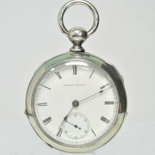 Antique 1875 - 76 18s Waltham Model 1857 Key Wind Pocket Watch Coin Silver Case